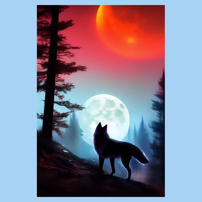 Wolf und Mond