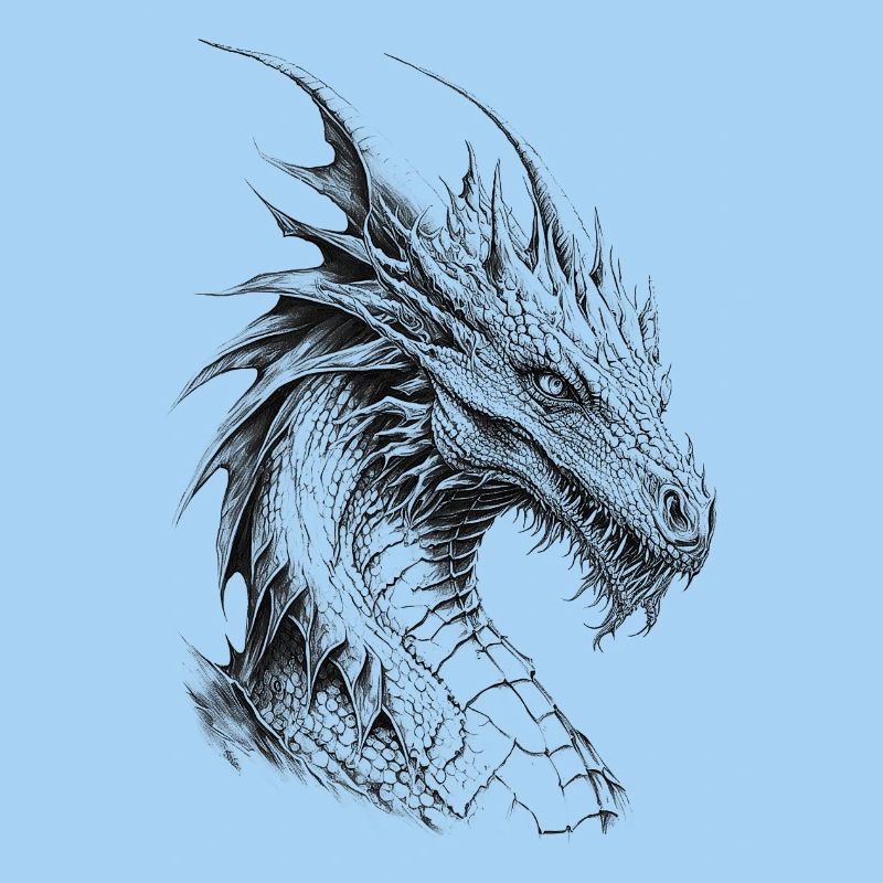 Dragon mythique. Une légende dans les tons de gris.
