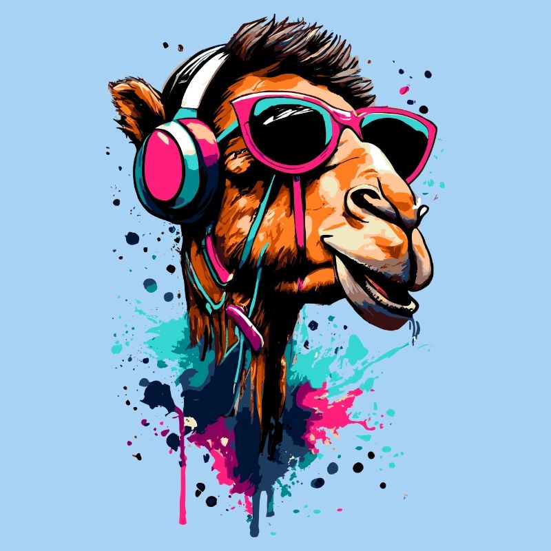 Dromadaire Camel Coloré avec Casque - DJ Camel