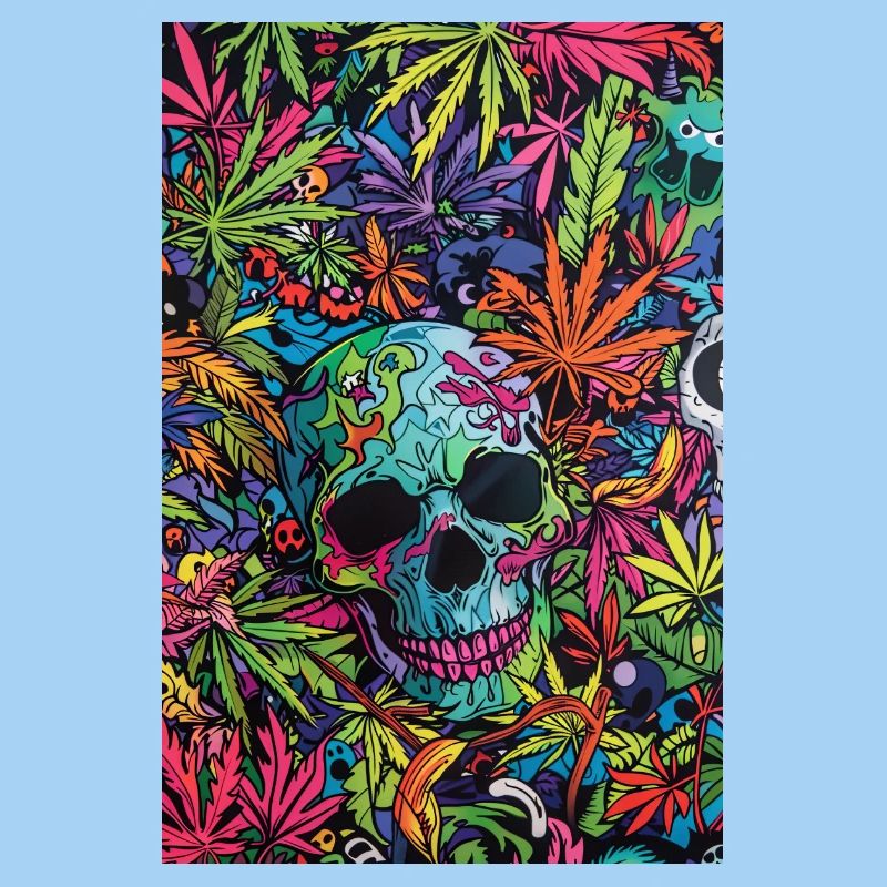 Psychedelischer Schädel im Dschungel