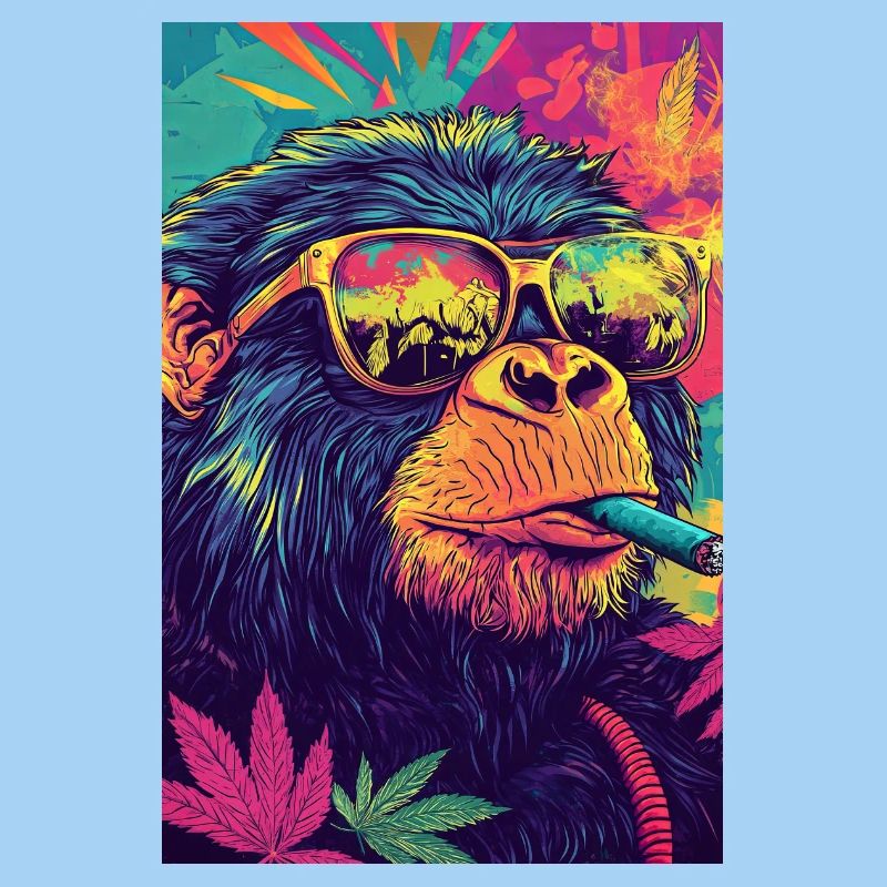 Psychedelic monkey with sunglasses