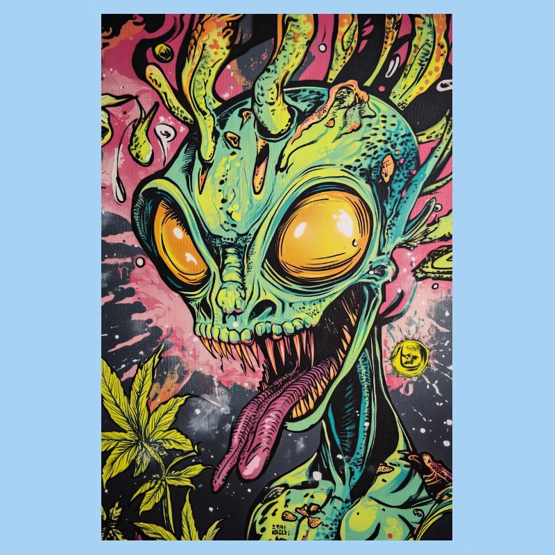 Psychedelic Alien Neon Graffiti