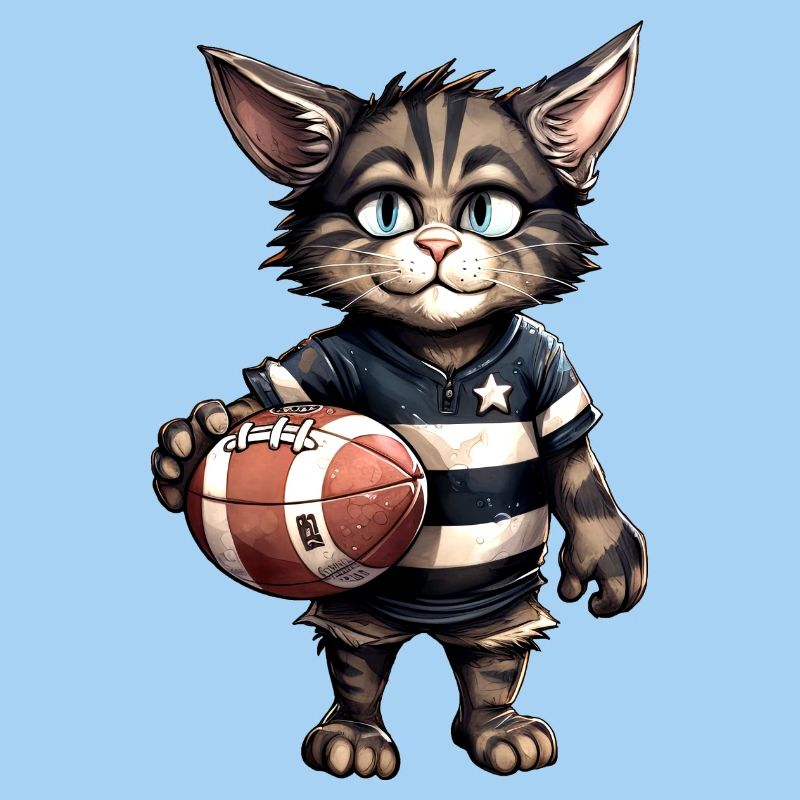 Cat Rugby Player