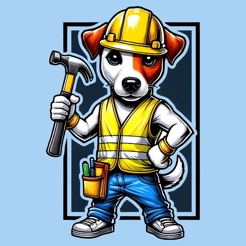 Jack Russell Terrier construction worker