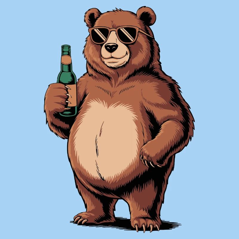 Cooler Bierbär mit Sonnenbrille