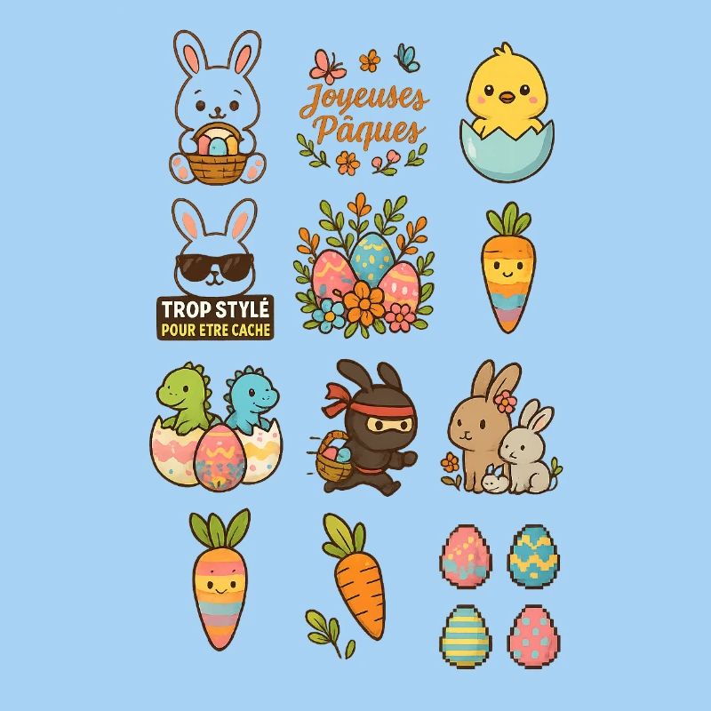 Ensemble d'illustration sur le thème de Pâques
