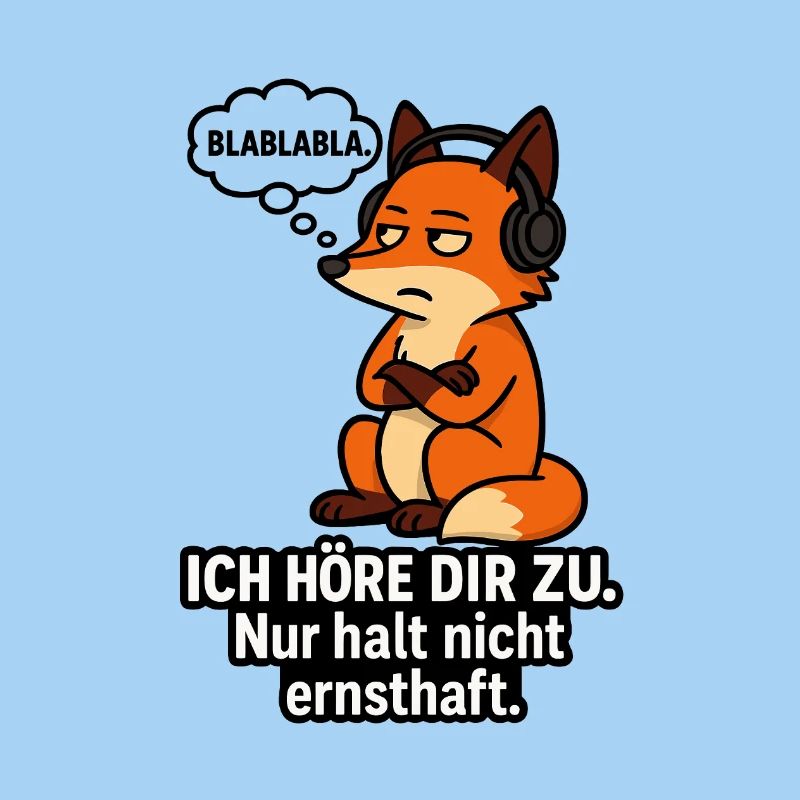 Fuchs mit Kopfhörer – Ich höre zu