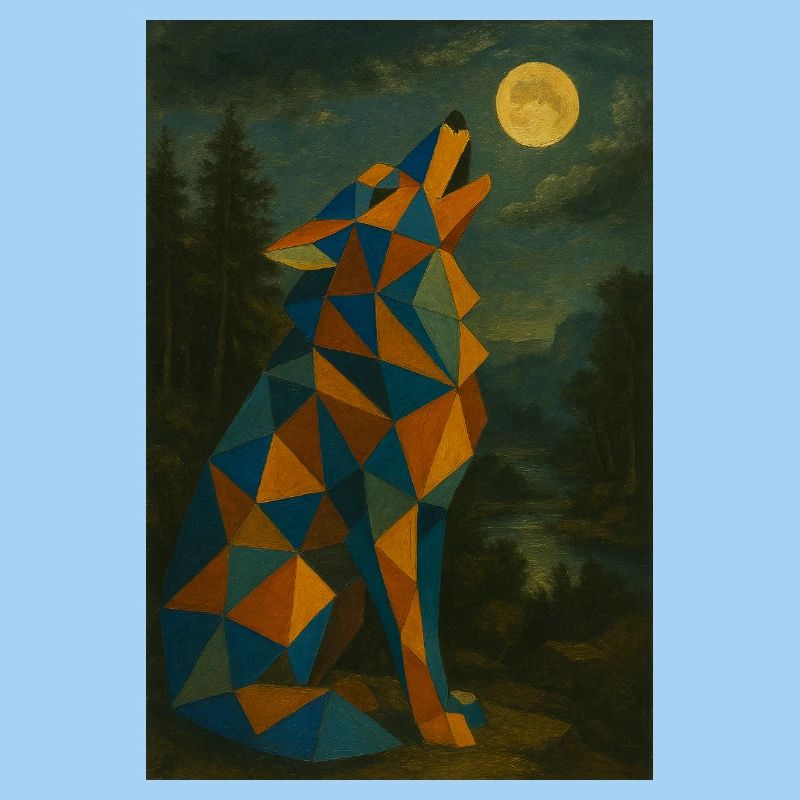 Wolf howls at the moon
