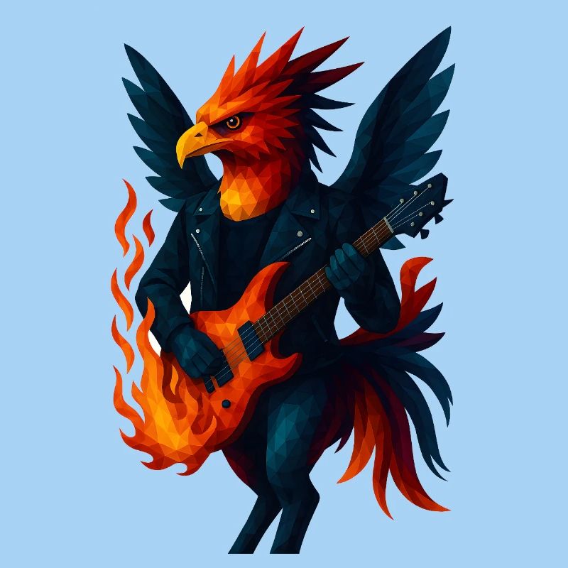 WPAP Style Animals - Guitariste Phoenix