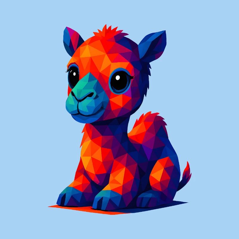 WPAP polygone Kawaii animaux style bébé dromadaire chameau