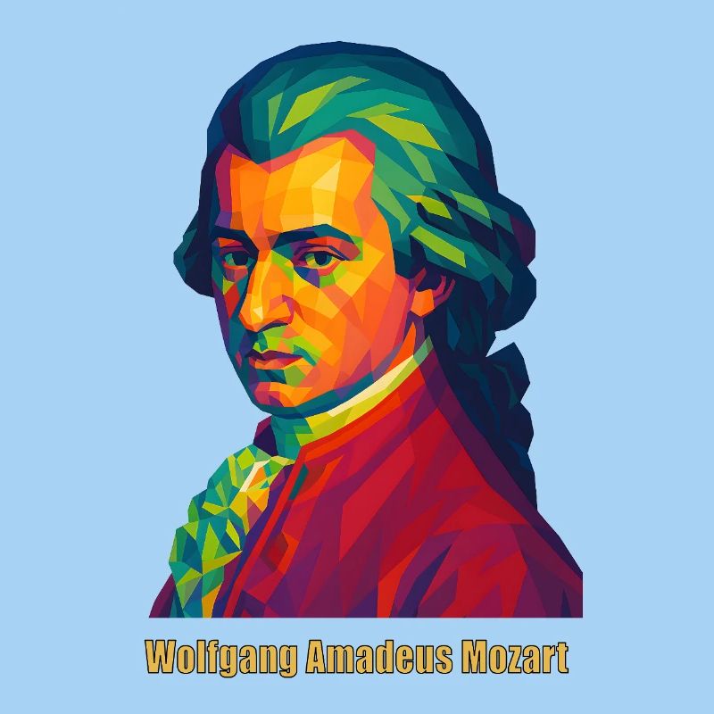 WPAP Polygon Portrait Wolfgang Amadeus Mozart