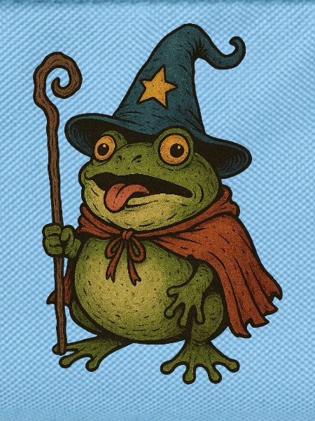 Magischer Froschwächter mit Zauberhut