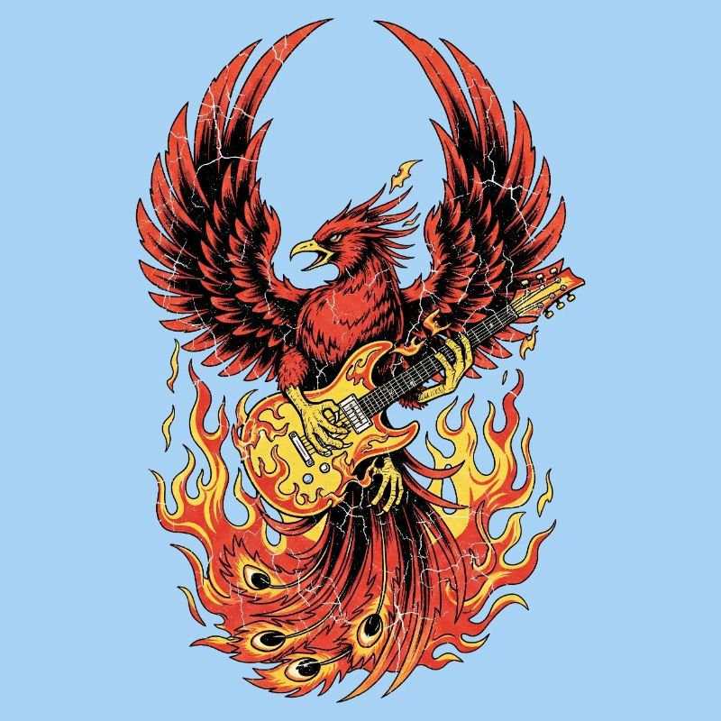 Fiery Eagle Guitar Rock Design