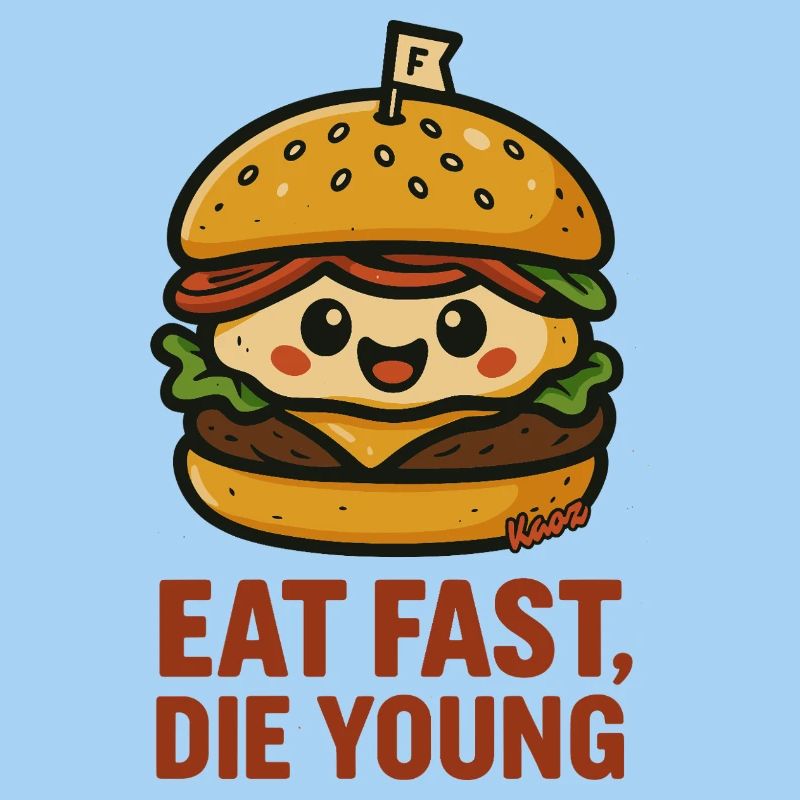 Kawaii Hamburger Character with Fun Slogan