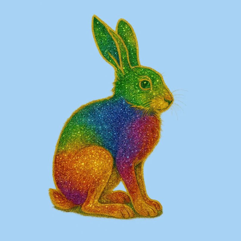 Rainbow bunny with glitter effect