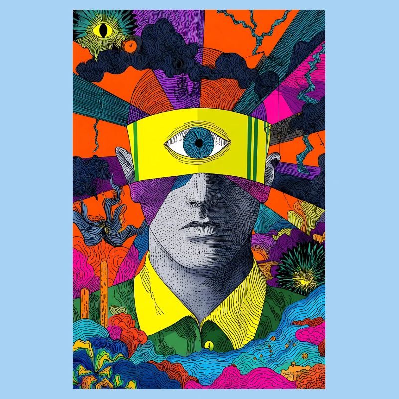 Visionäres Gesicht mit hypnotischem Blick