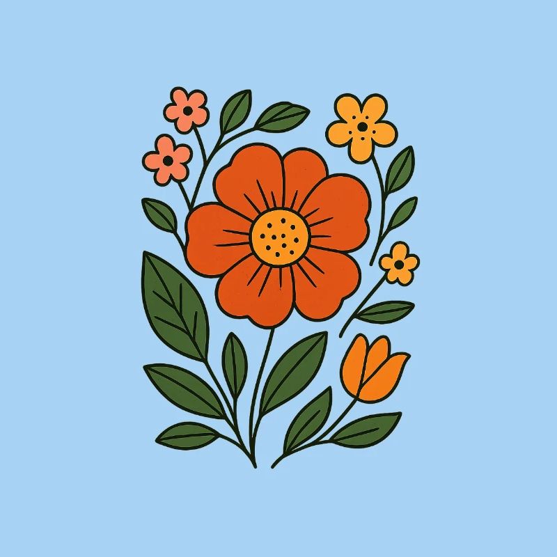 Illustration de fleur botanique rustique