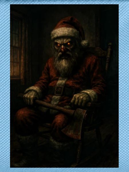 Dunkler Weihnachtsmann mit Axt