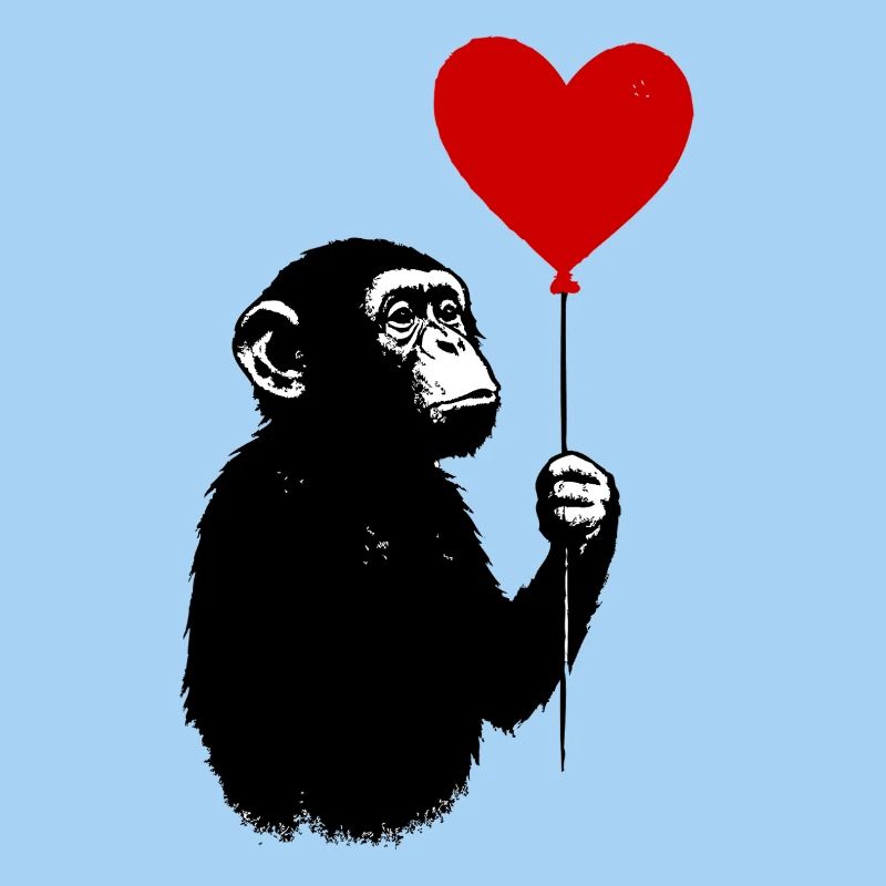 Liebesaffe mit Herzballon