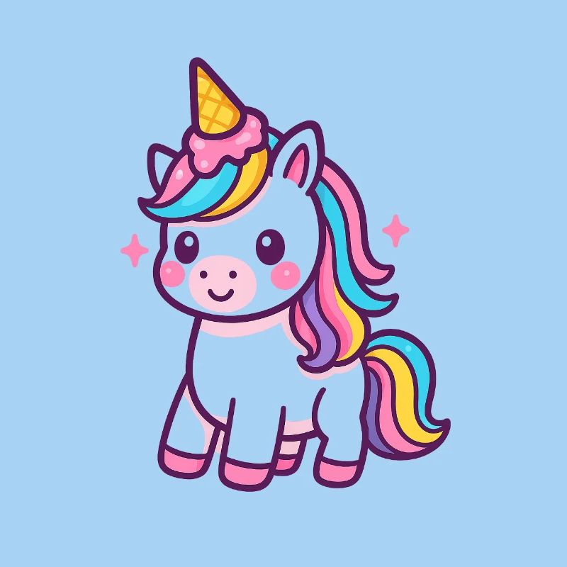 Buntes Einhorn mit Regenbogenmähne