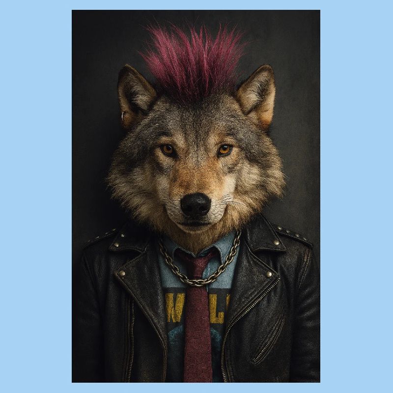 Wolf's Punk Mohawk Leather Jacket