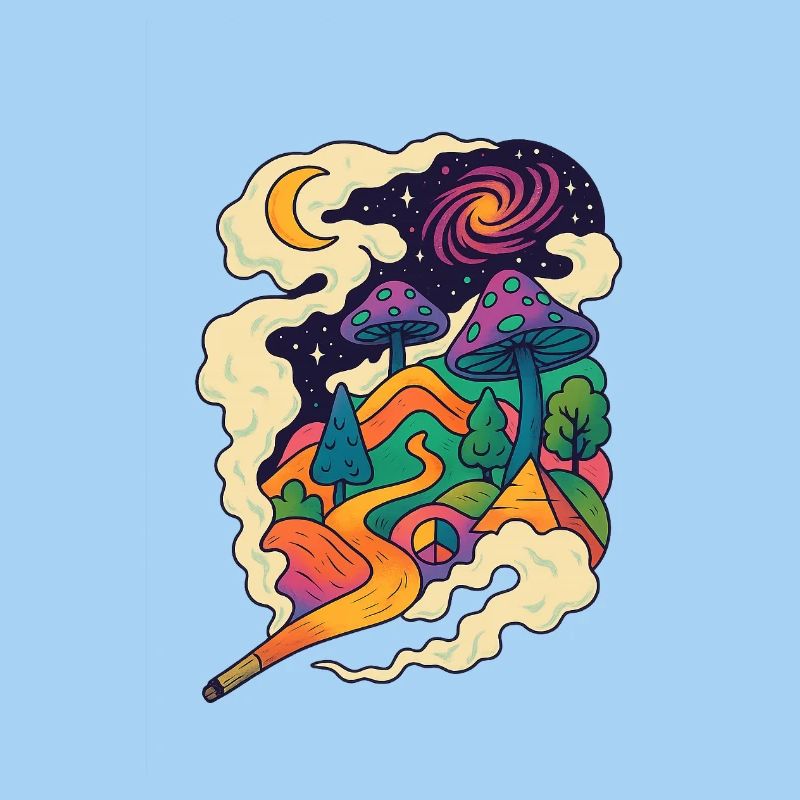 Psychedelische Pilzlandschaft Pfad