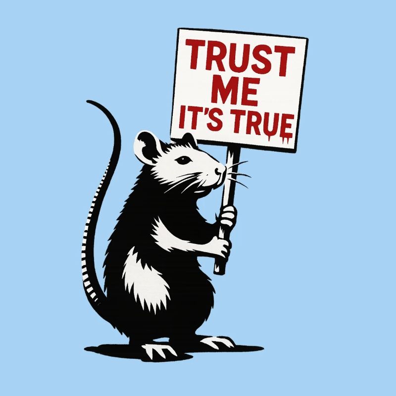 Ratte mit Schild Trust Me It’s True