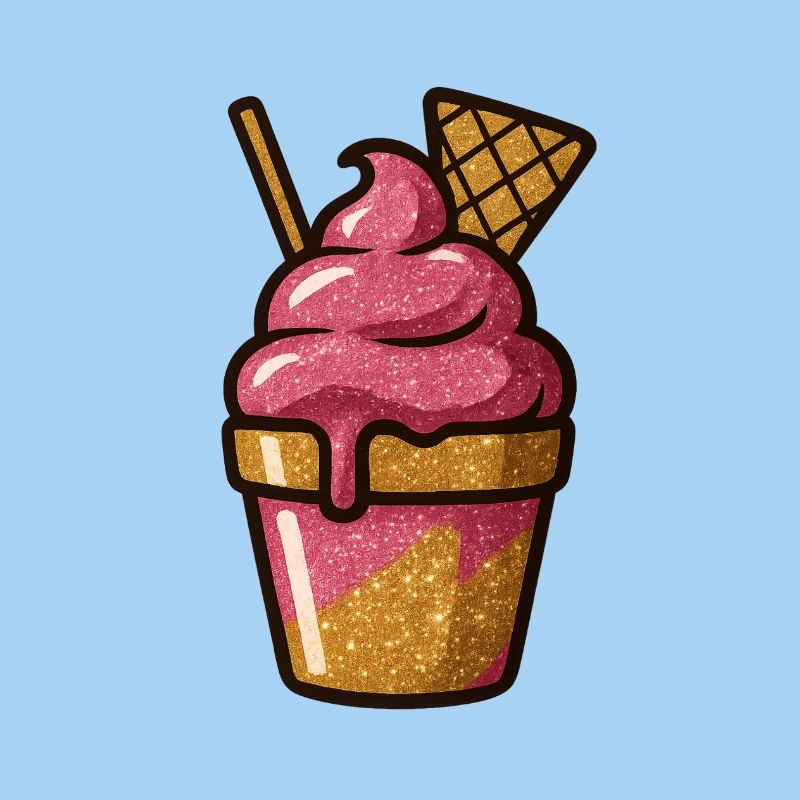 Pink Glitzer Eiscreme Becher