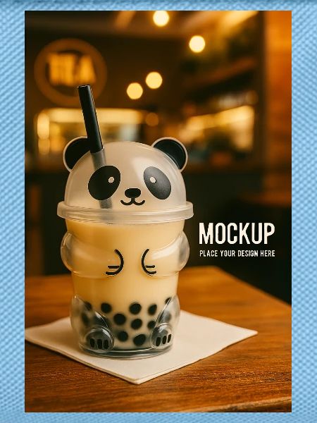 Panda Bubble Tea Cup Illustration