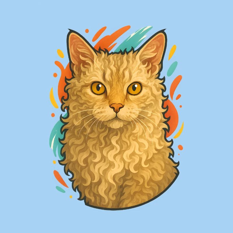 LaPerm Katze mit lebendigem Hintergrund