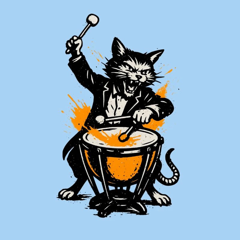 Katzenband Trommelheld im Comicstil