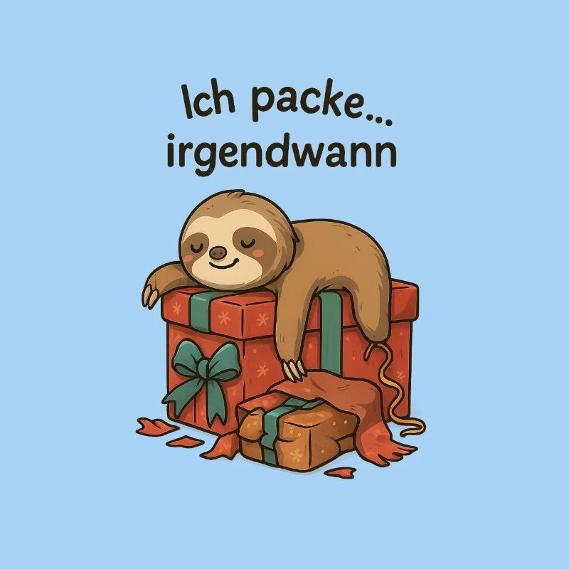 Faultier beim Geschenkestapel