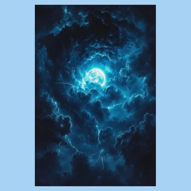 Ciel bleu avec Lune en tempête