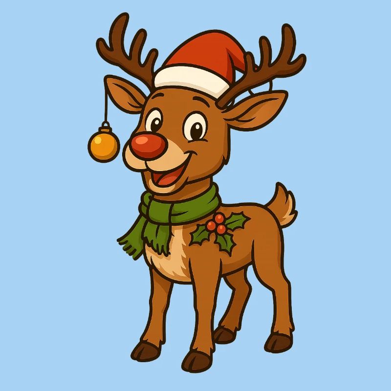 Comic Christmas deer with decoration