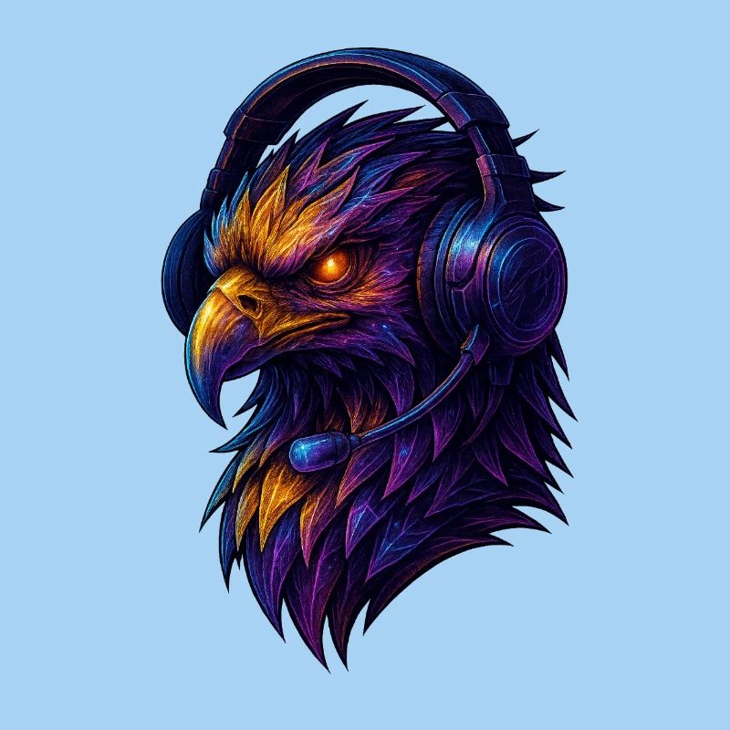 Neon eagle with headset