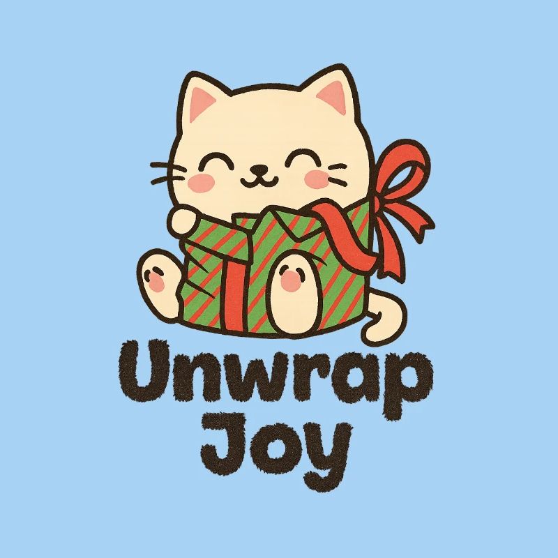Katz mit Geschenk Unwrap Joy