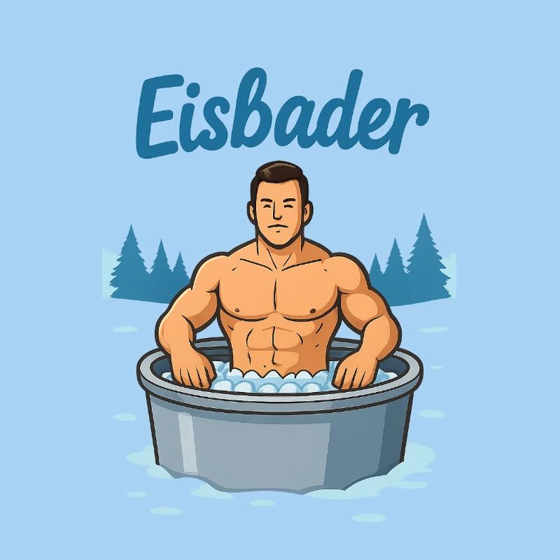Eisbader Muskelmann im Eisbad