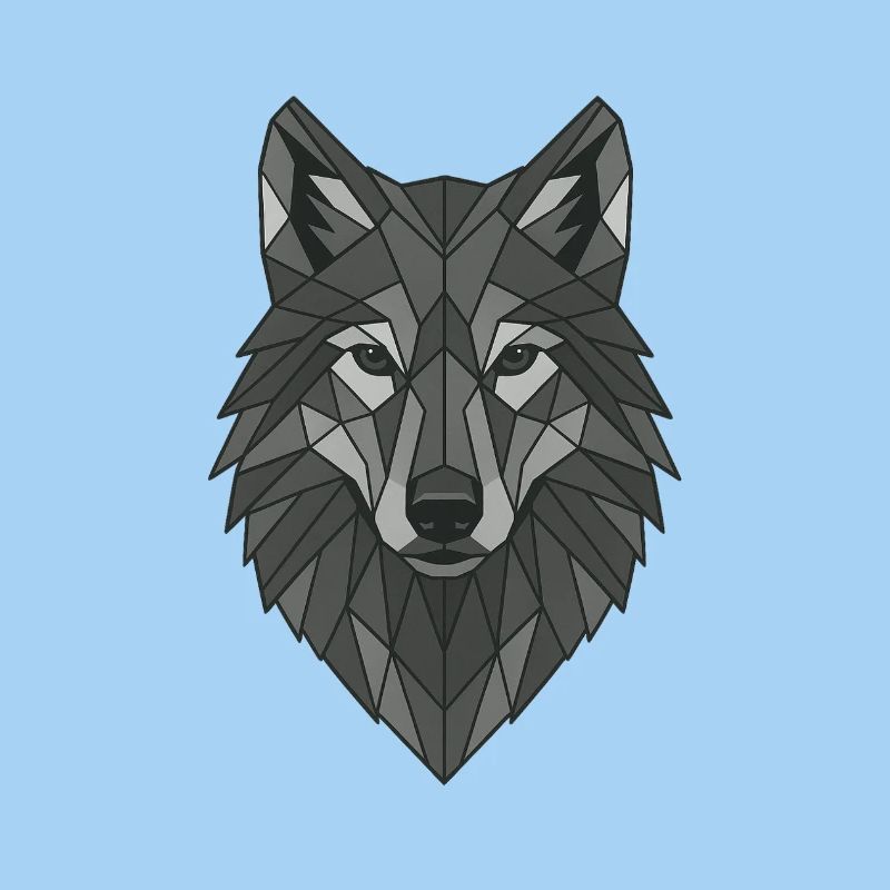 Geometrischer Grau-Wolfskopf