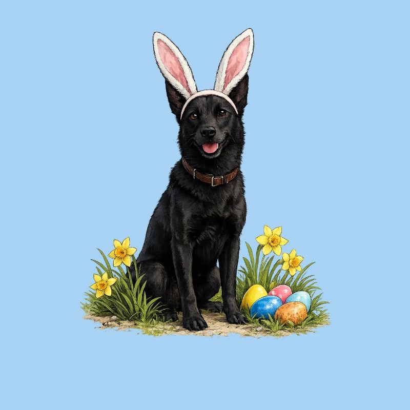 Osterhund mit Hasenohren & Eier