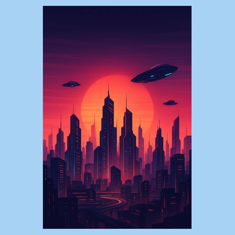 Red Sunset Skyline Future