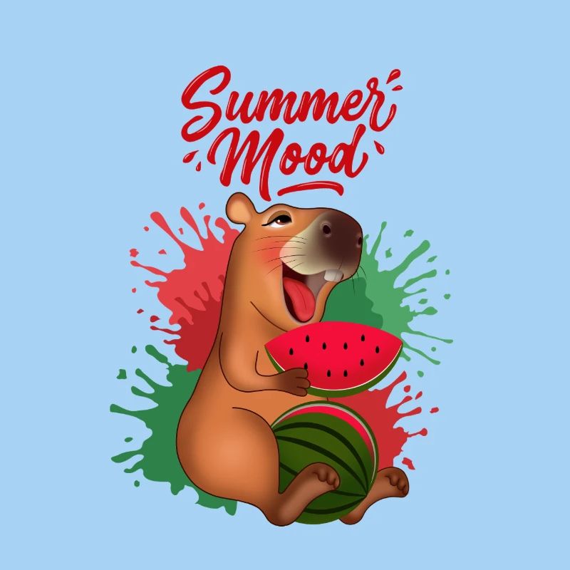 Lächelnde Capybara mit Wassermelone