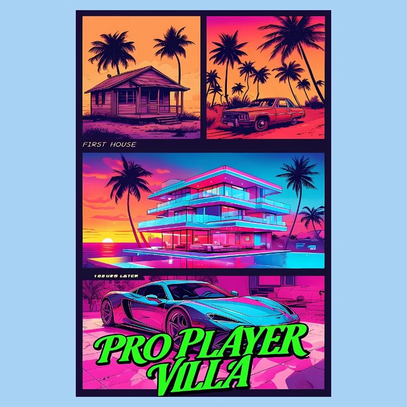 PRO PLAYER VILLA - Art de jeu Neon Synthwave
