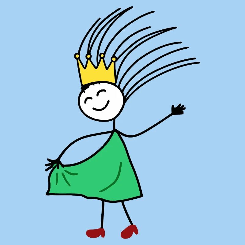Crowned Joy: Minimal Princess Sketch