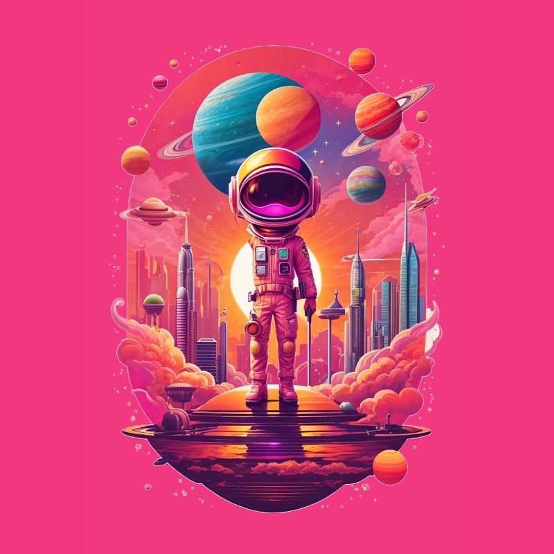 Astronaute sur la planète néon
