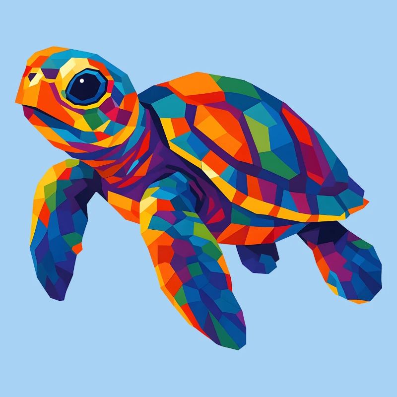 WPAP Polygon Style Animaux Tortue de mer
