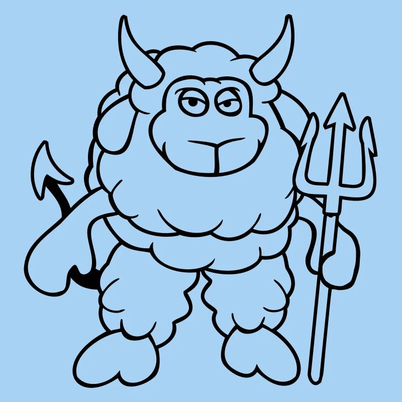 Mouton Diable Satan Enfer Mal Trident Cornes Cool