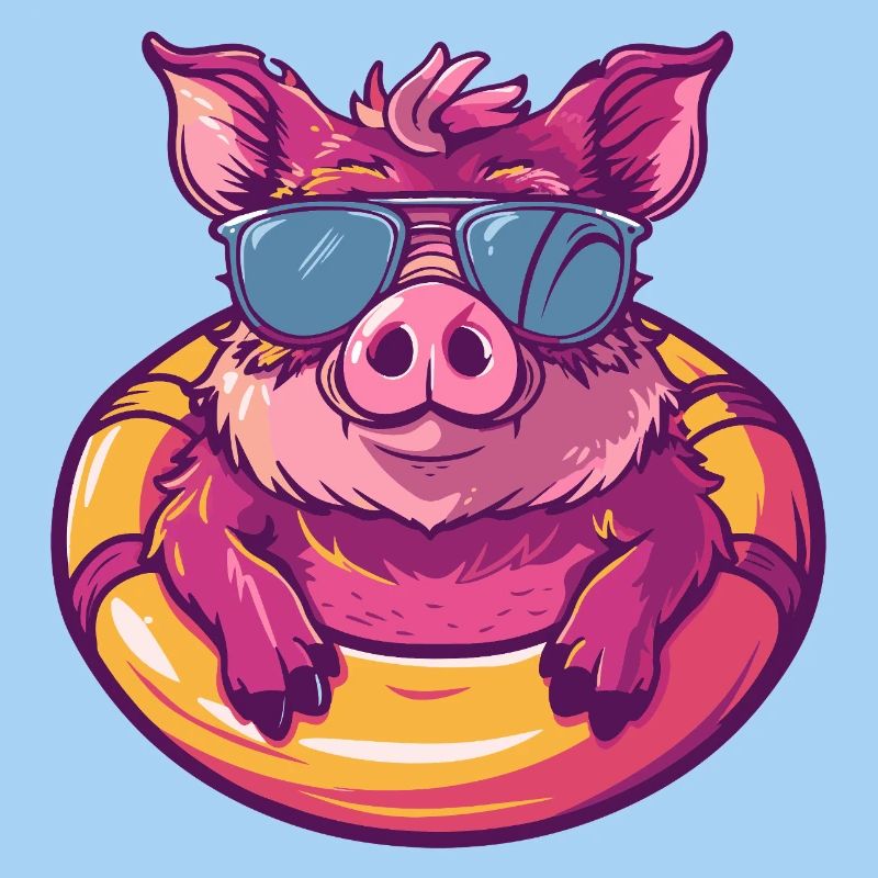 Pig Comic Cool Boar