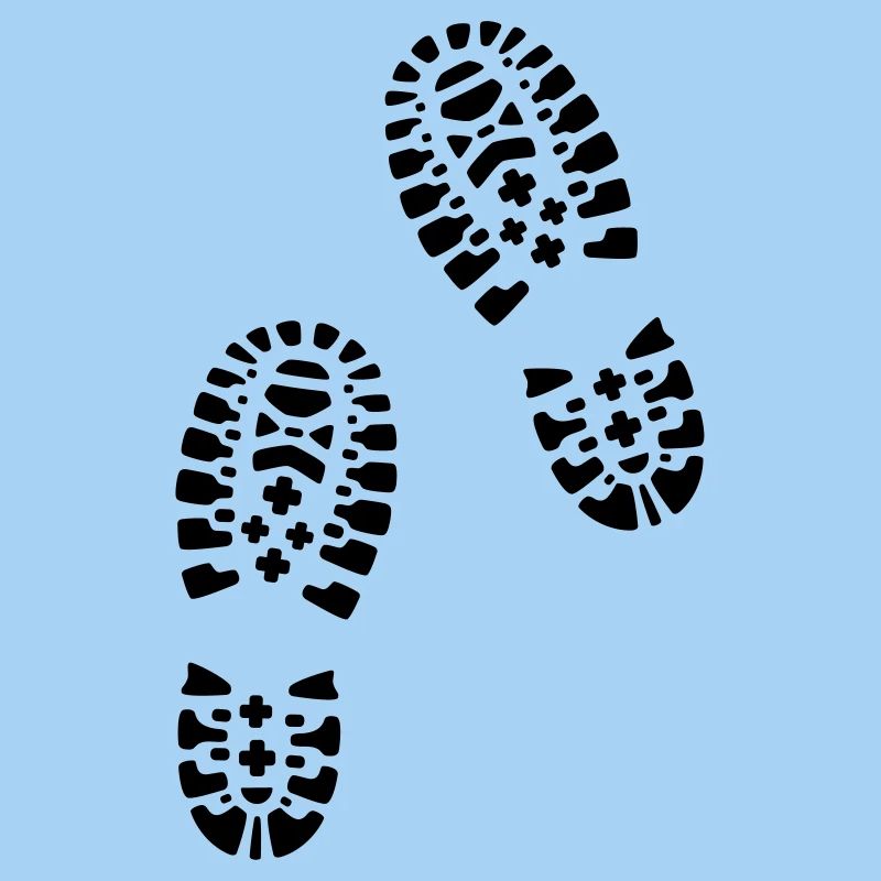 Bottes de randonnée, empreintes de pas