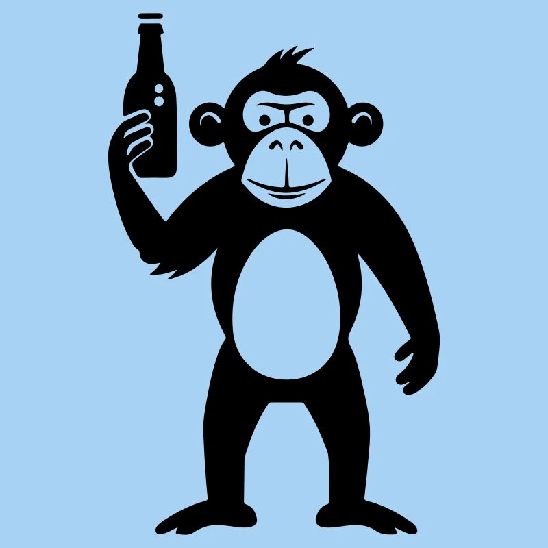 Affe mit Bierflasche