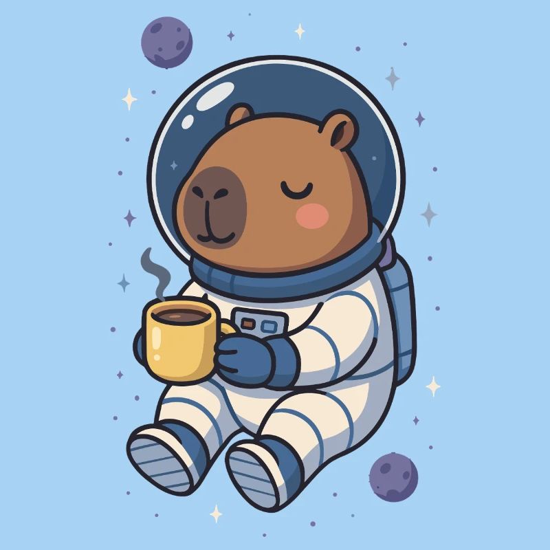 Capybara Astronaut – Coffee in Space ☕🪐